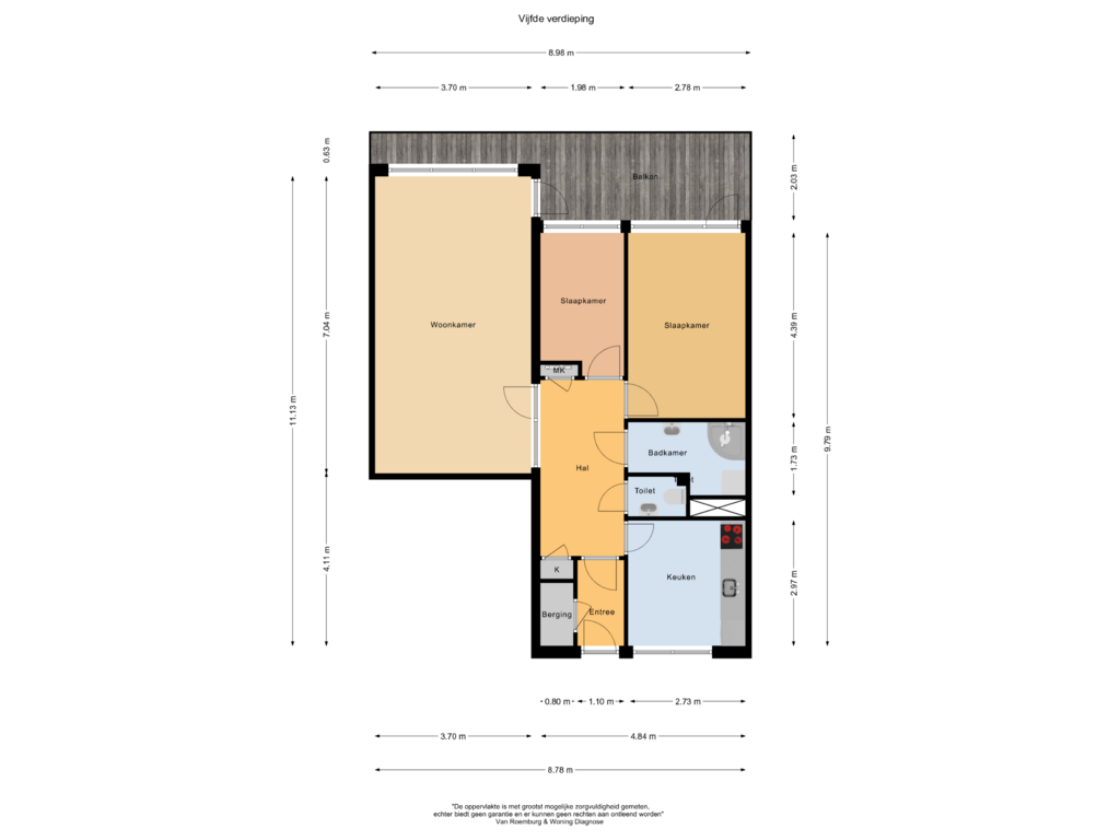 Bekijk plattegrond van Vijfde verdieping van Van Oldenbarneveltstraat 442