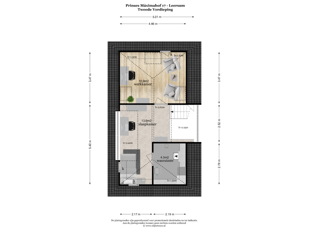 Bekijk plattegrond van TWEEDE VERDIEPING van Prinses Máximahof 17