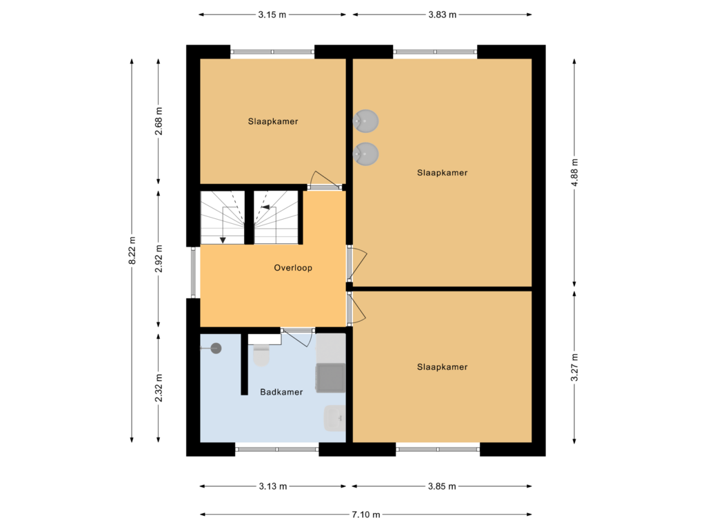 Bekijk plattegrond van Eerste verdieping van Van Rouwenoortstraat 13