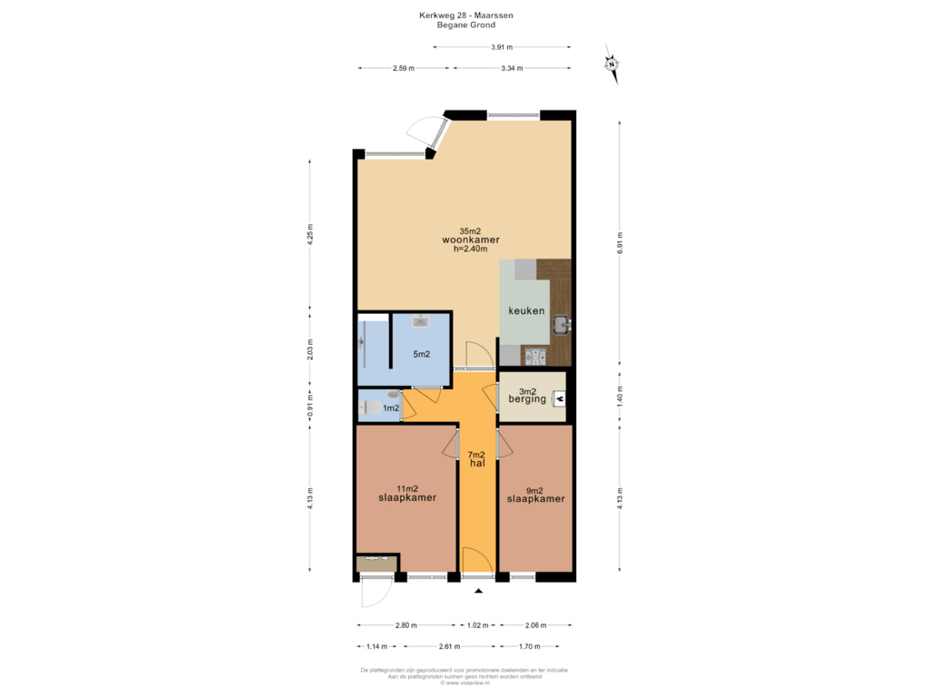 View floorplan of BEGANE GROND of Kerkweg 28