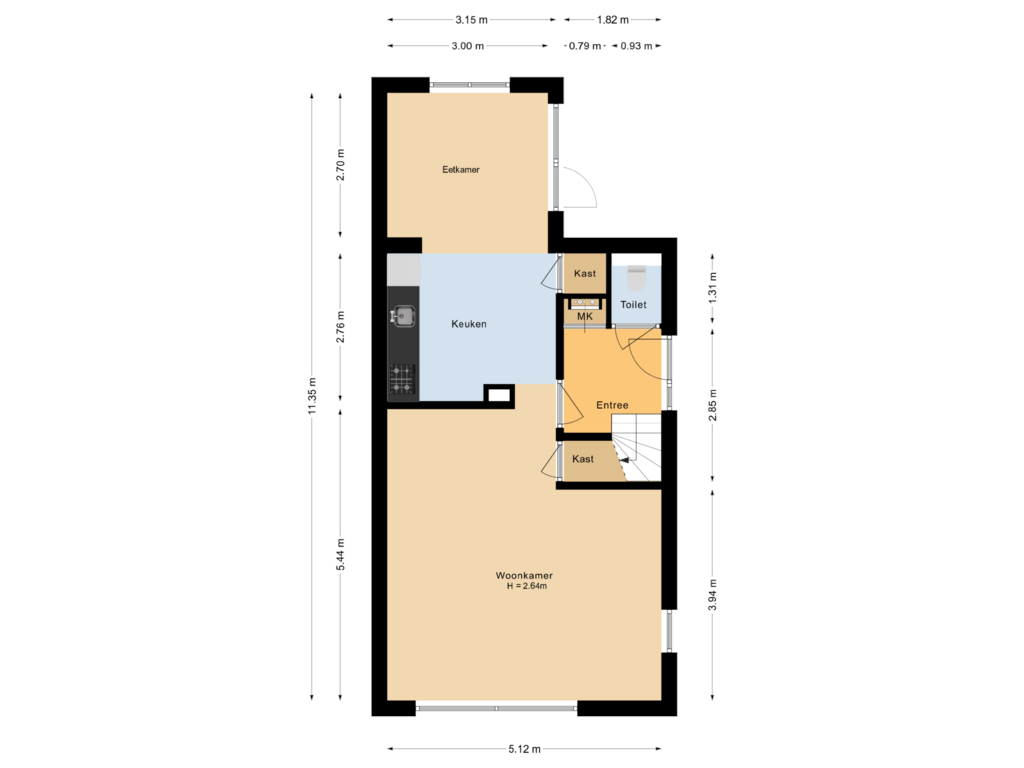 Bekijk plattegrond van Begane grond van Hoogakker 43