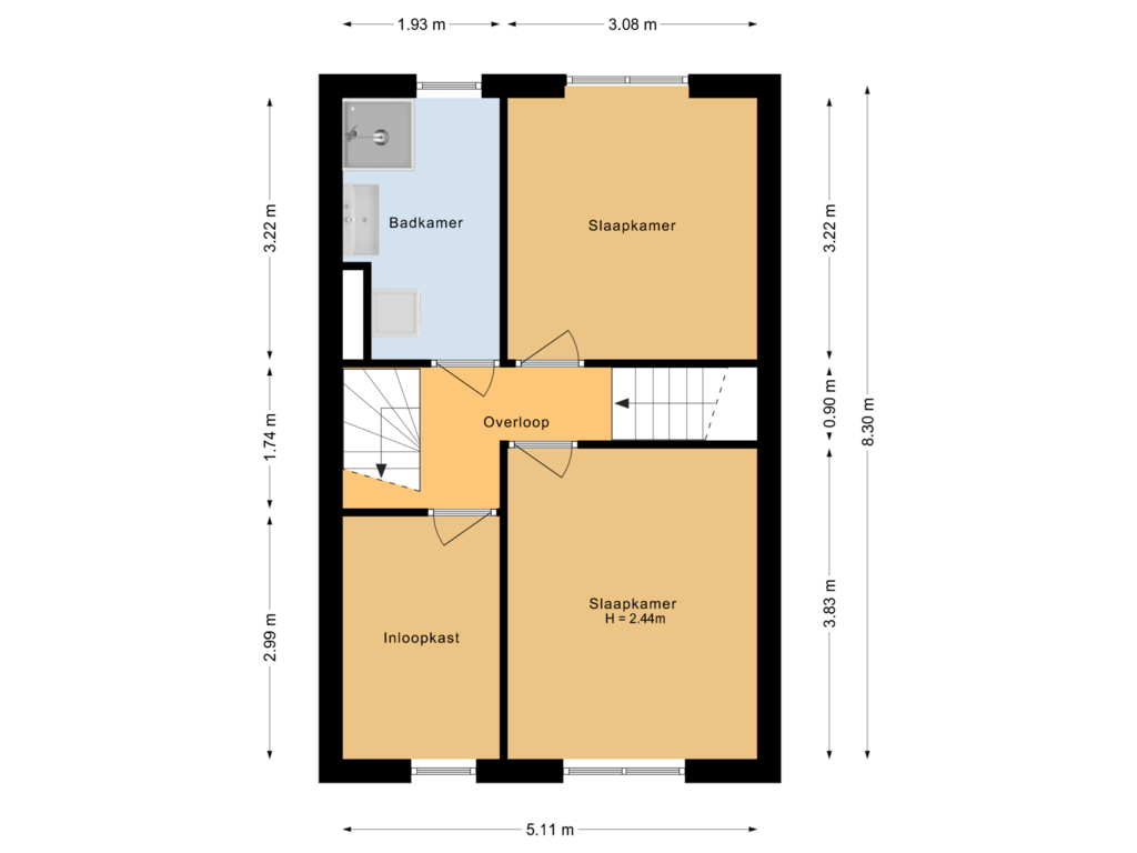 Bekijk plattegrond van Eerste verdieping van Hoogakker 43