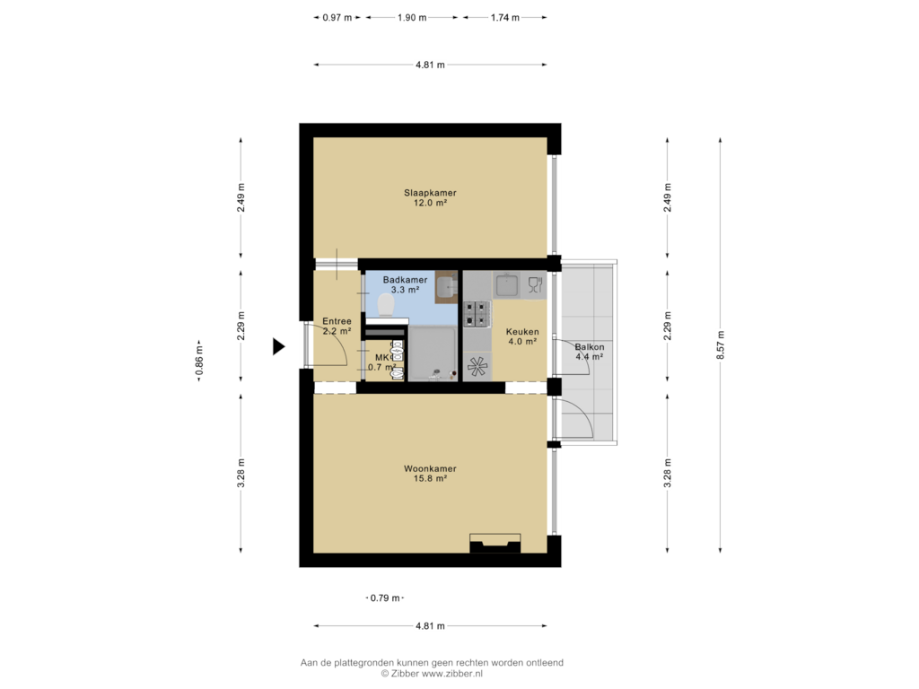 View floorplan of Appartement of Schrijverspark 179