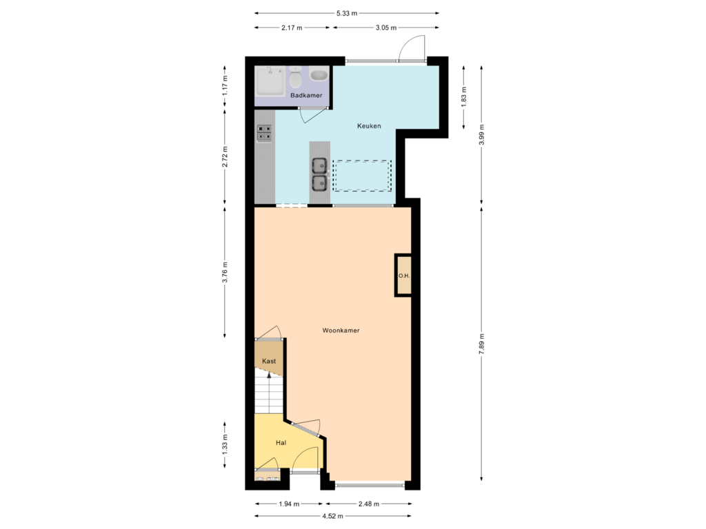 Bekijk plattegrond van Begane grond van Capelseweg 154