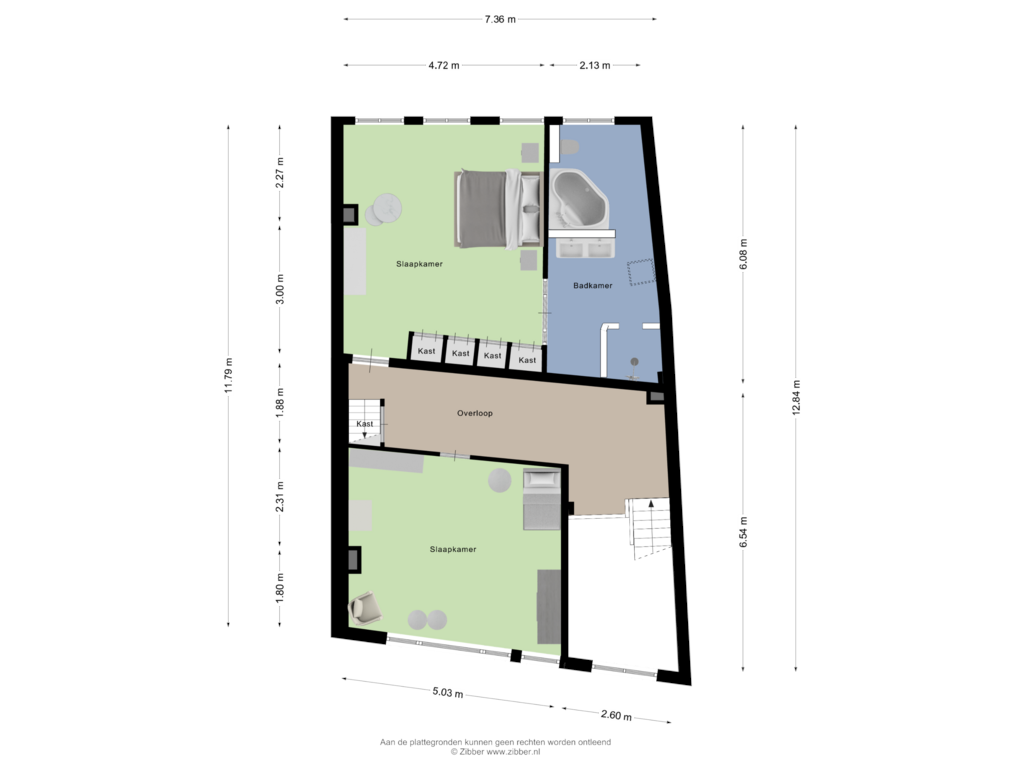 View floorplan of Eerste verdieping of Minderbroederstraat 4