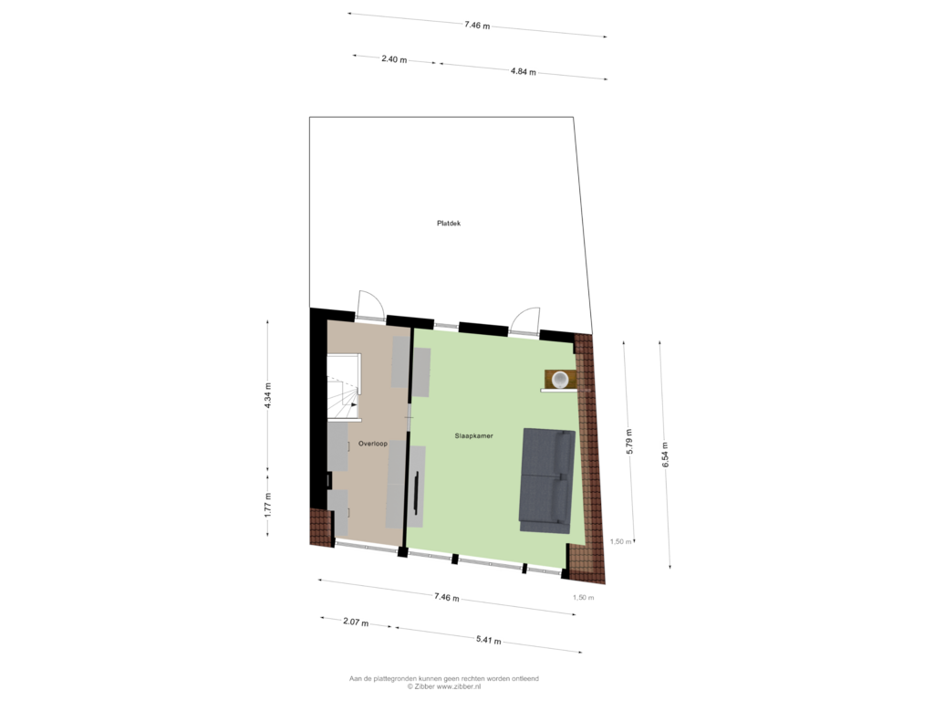 View floorplan of Tweede verdieping of Minderbroederstraat 4