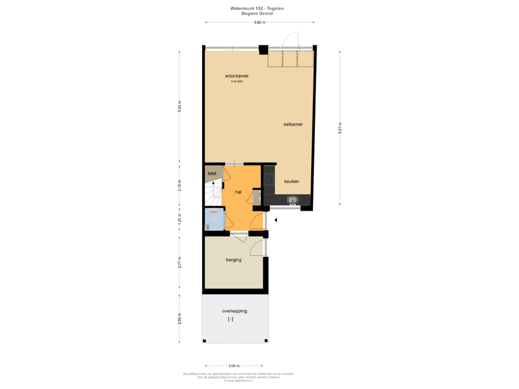 View floorplan of BEGANE GROND of Watermunt 152