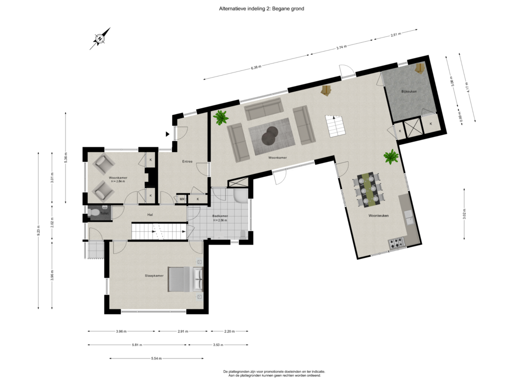 View floorplan of Begane grond  Alternatieve indeling 2 of Cuperstraat 1