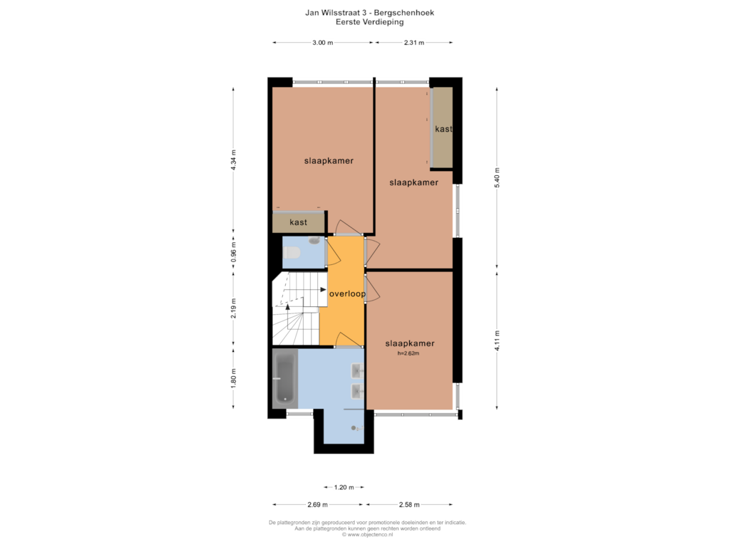 Bekijk plattegrond van EERSTE VERDIEPING van Jan Wilsstraat 3