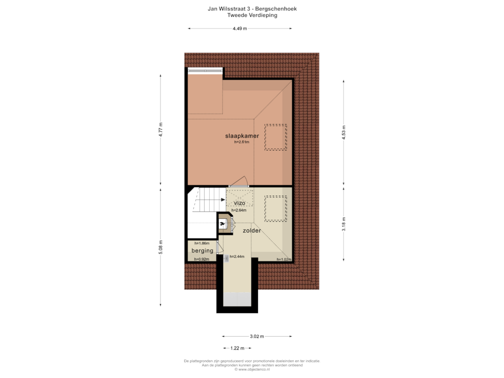 Bekijk plattegrond van TWEEDE VERDIEPING van Jan Wilsstraat 3