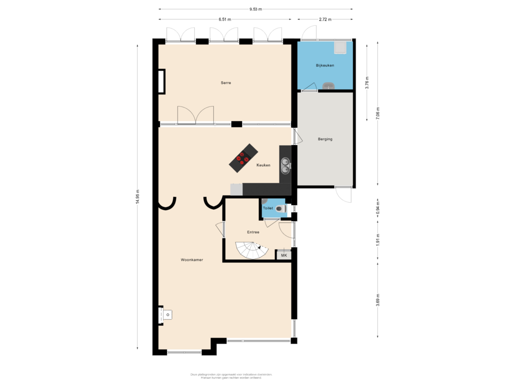 Bekijk plattegrond van Begane grond van Startingerweg 13