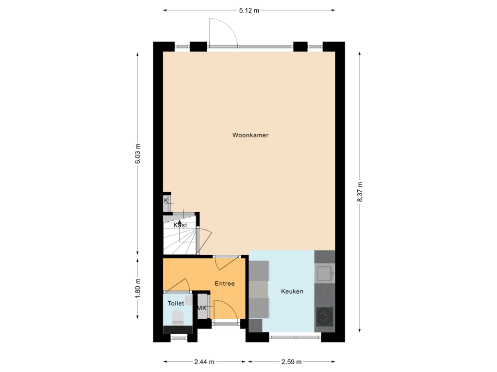 Bekijk plattegrond van Begane Grond van Spoorven 153