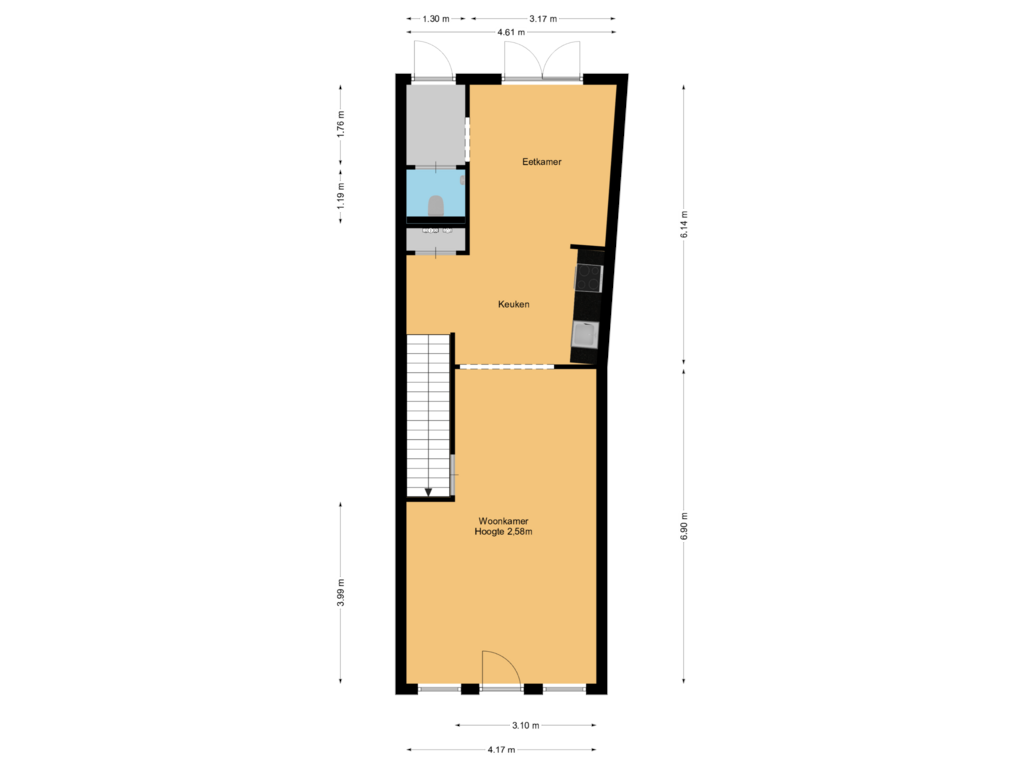 Bekijk plattegrond van Begane grond van Achterstraat 7