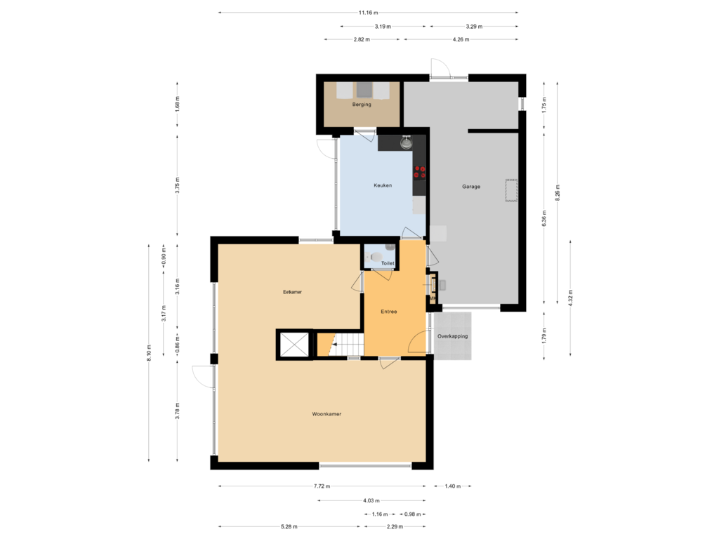 Bekijk plattegrond van Begane grond van Keplerlaan 12