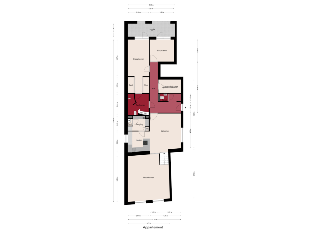 View floorplan of Begane Grond of Munsterstraat 14-E