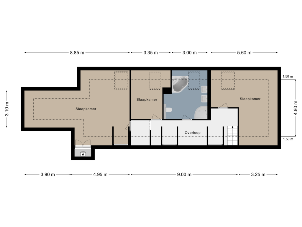 View floorplan of Verdieping 1 of Prins Hendriklaan 227