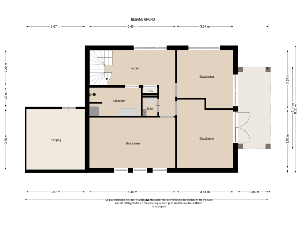 Bekijk plattegrond van Begane grond van Molenstraat 2a - Waalhof