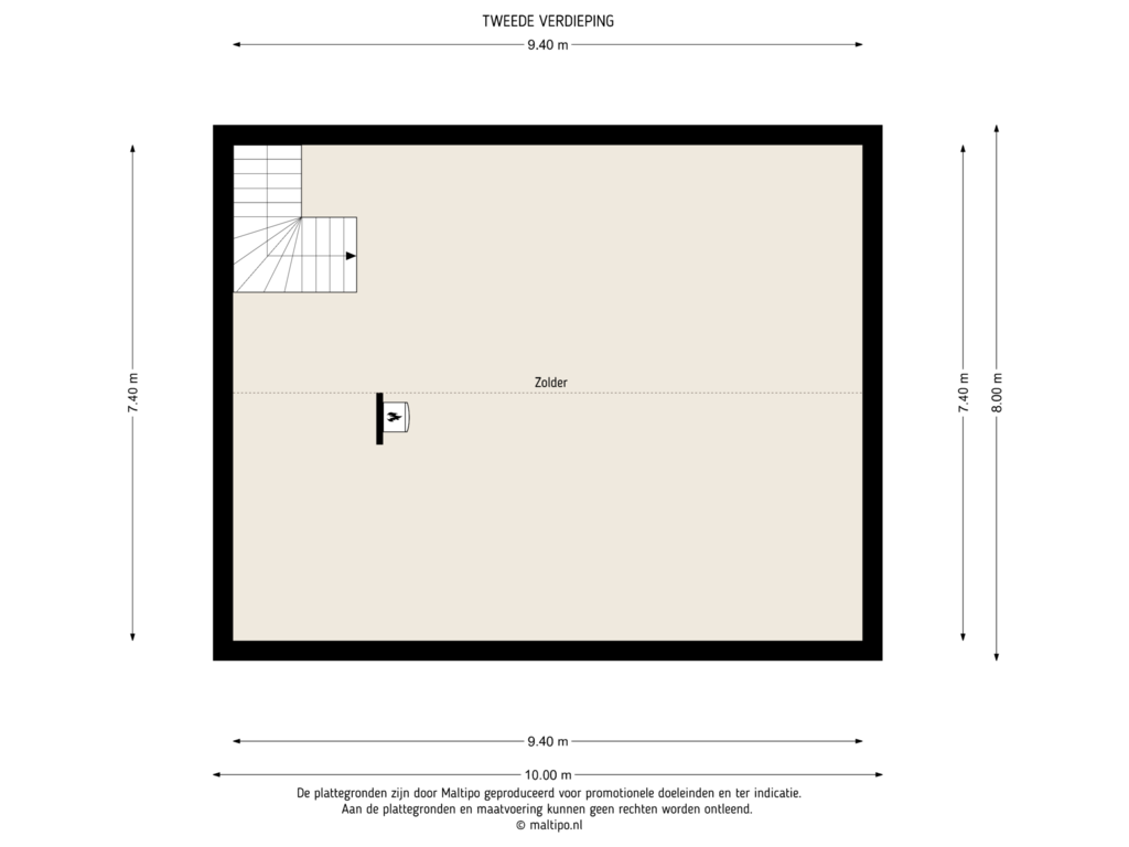 Bekijk plattegrond van Tweede verdieping van Molenstraat 2a - Waalhof