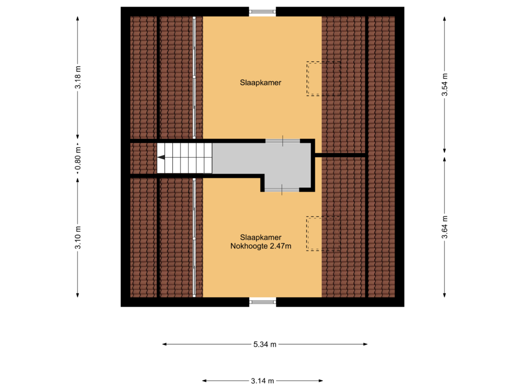 View floorplan of 2e verdieping of Voorthuizerstraat 31