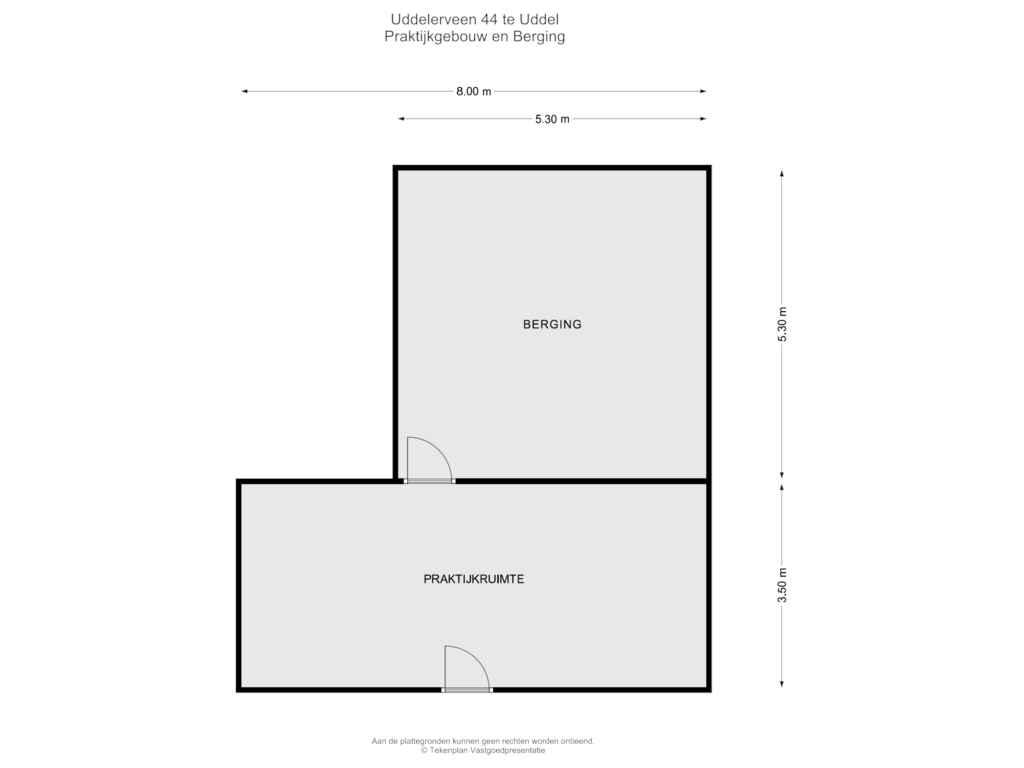 Bekijk plattegrond van Praktijkgebouw en Berging van Uddelerveen 44