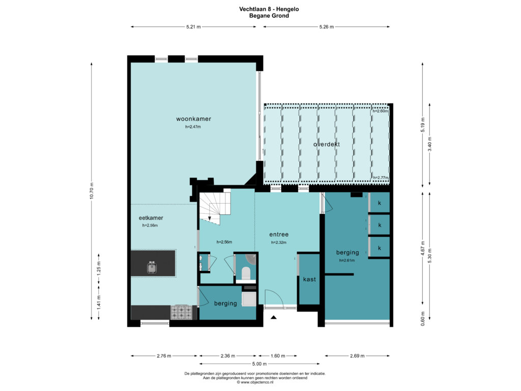 Bekijk plattegrond van BEGANE GROND van Vechtlaan 8