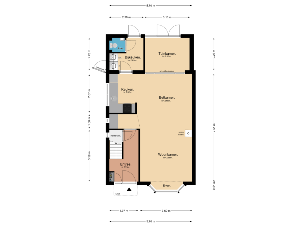 Bekijk plattegrond van Beganegrond van Van Campenstraat 8