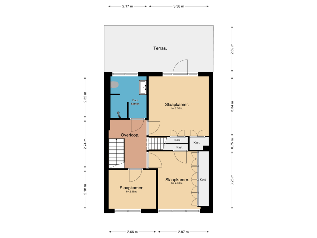 Bekijk plattegrond van 1e Verdieping van Van Campenstraat 8