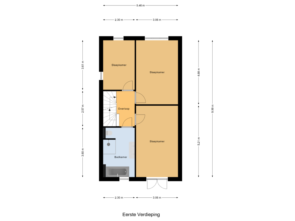 View floorplan of Eerste Verdieping of Oostmeerlaan 318