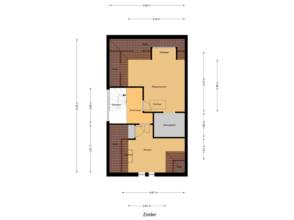 View floorplan of Zolder of Oostmeerlaan 318