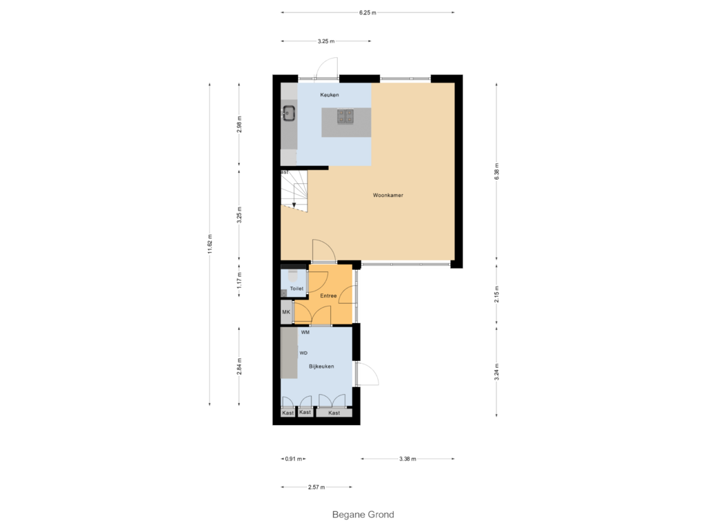 Bekijk plattegrond van Begane Grond van Scheerdershofje 1-B