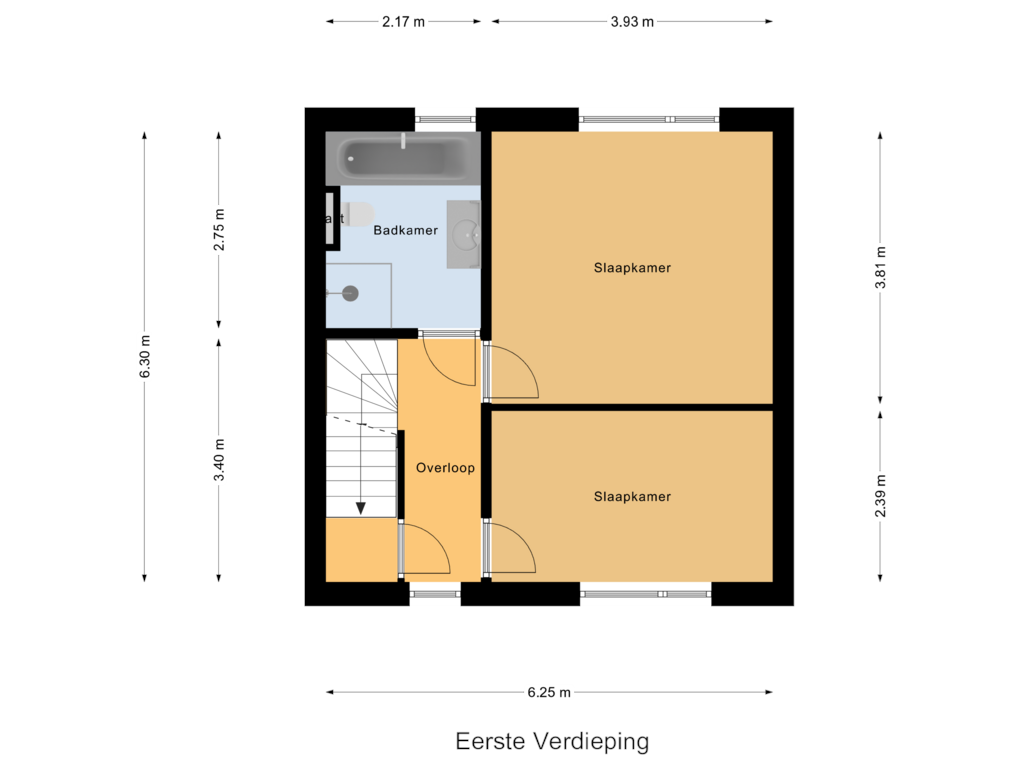 Bekijk plattegrond van Eerste Verdieping van Scheerdershofje 1-B