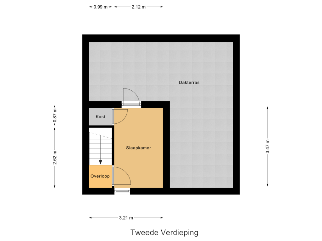 Bekijk plattegrond van Tweede Verdieping van Scheerdershofje 1-B