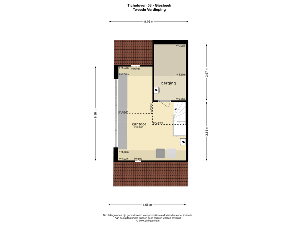 View floorplan of TWEEDE VERDIEPING of Ticheloven 58