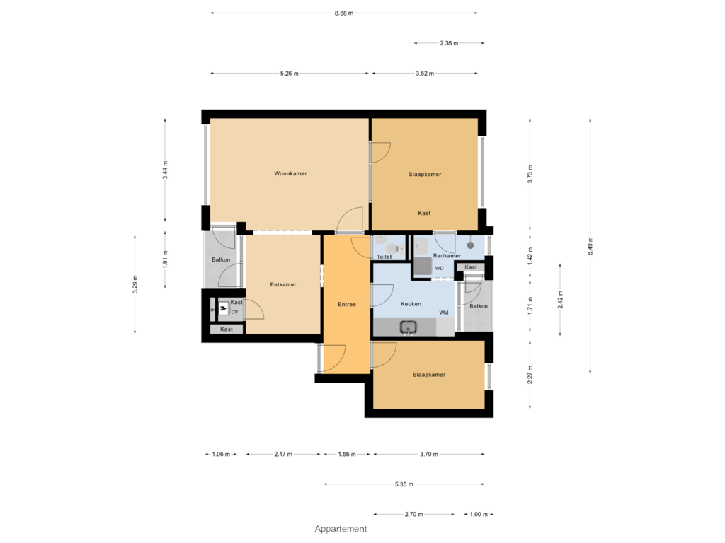 View floorplan of Appartement of Thorbeckelaan 67