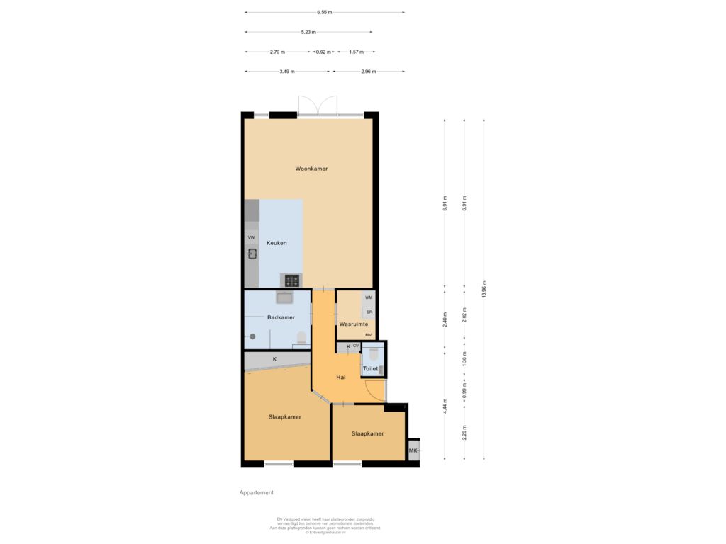 Bekijk plattegrond van Appartement van Voorstraat 61