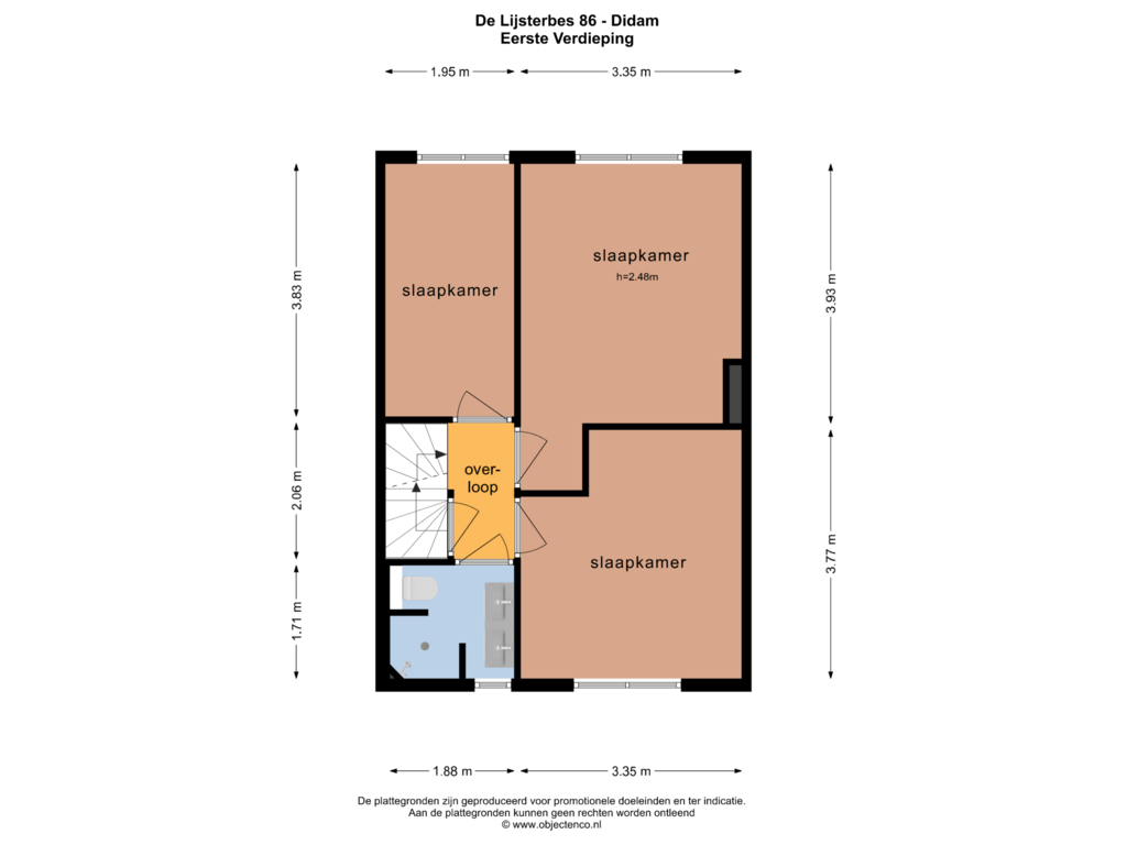 Bekijk plattegrond van EERSTE VERDIEPING van de Lijsterbes 86