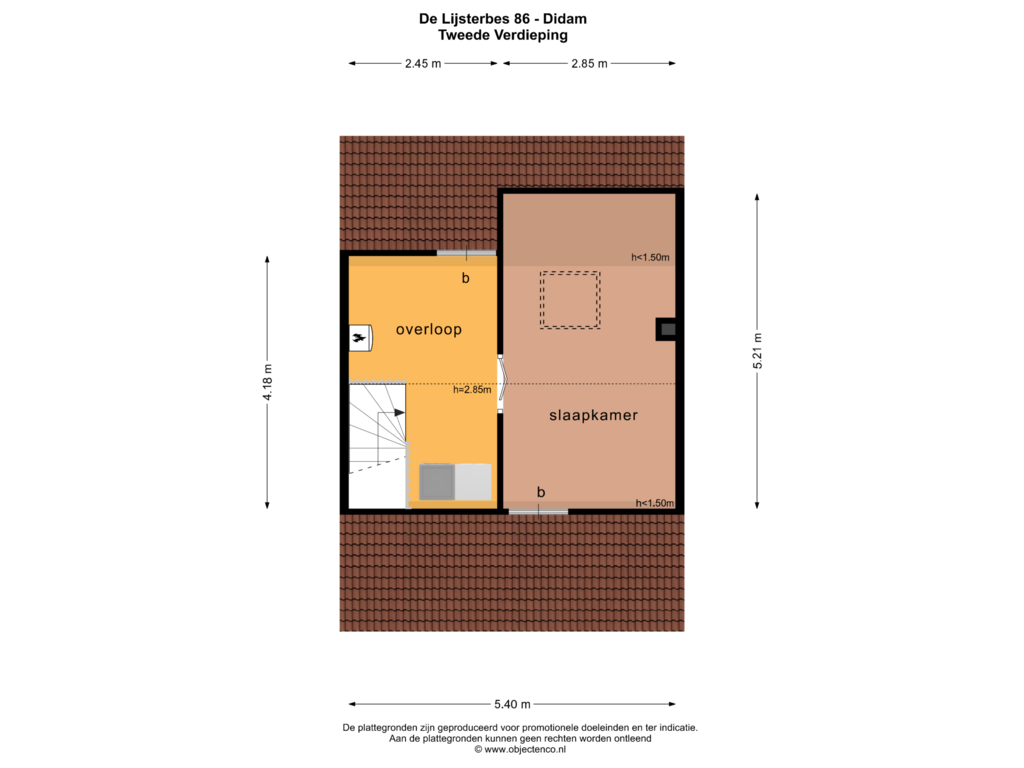 Bekijk plattegrond van TWEEDE VERDIEPING van de Lijsterbes 86