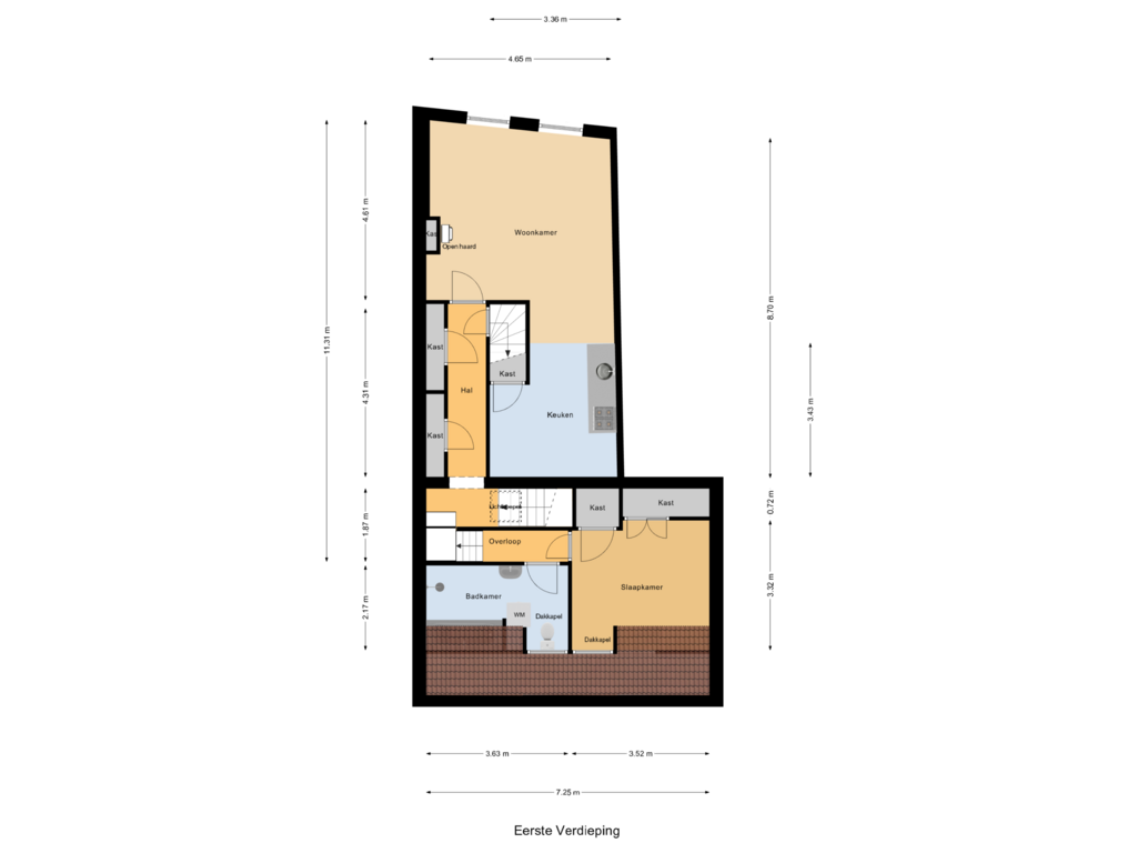 Bekijk plattegrond van Eerste Verdieping van Dijkstraat 16