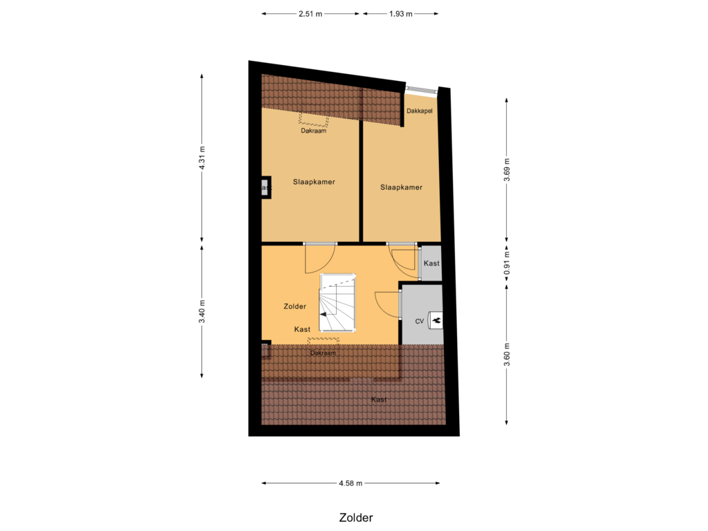 Bekijk plattegrond van Zolder van Dijkstraat 16