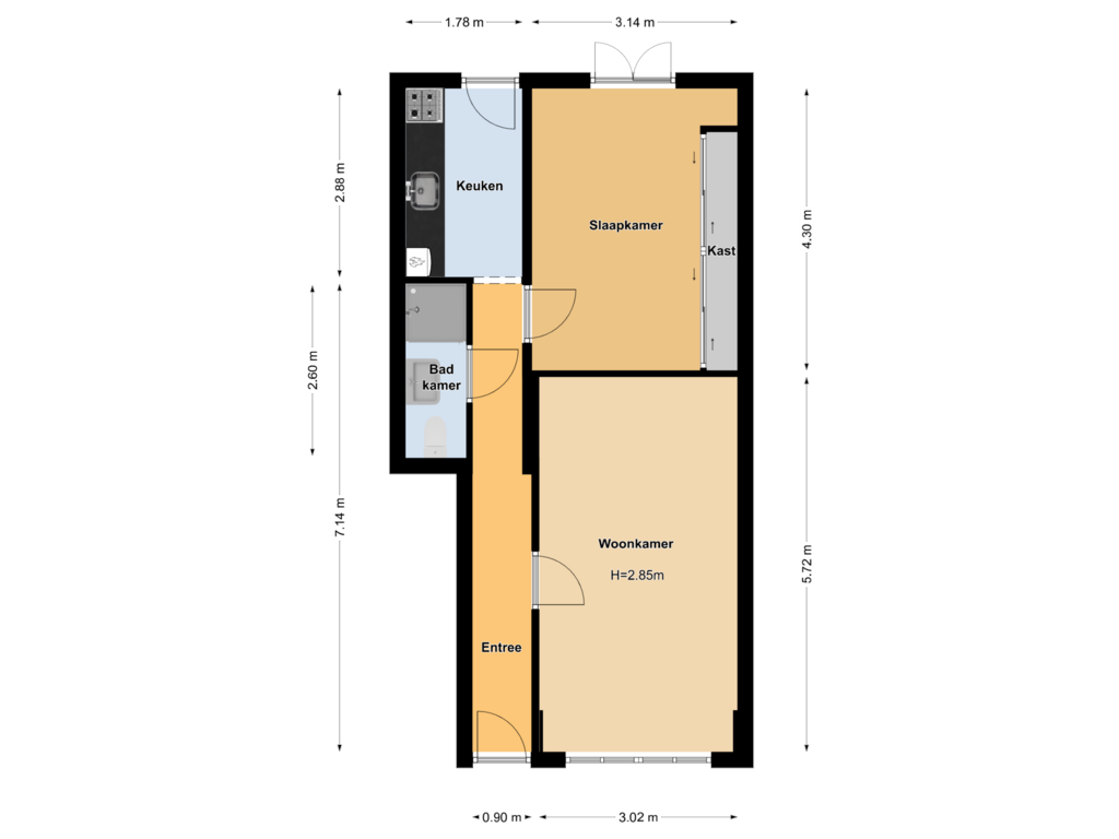 Bekijk plattegrond van Begane grond van Damstraat 40