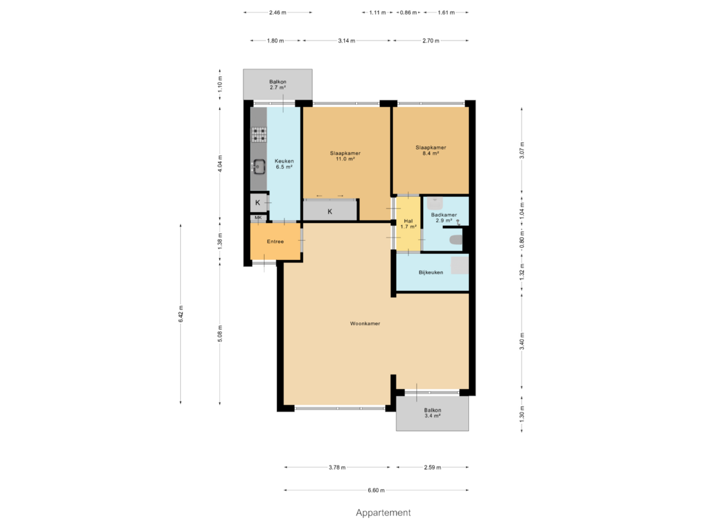 Bekijk plattegrond van Appartement van Mr. Kesperstraat 13-B