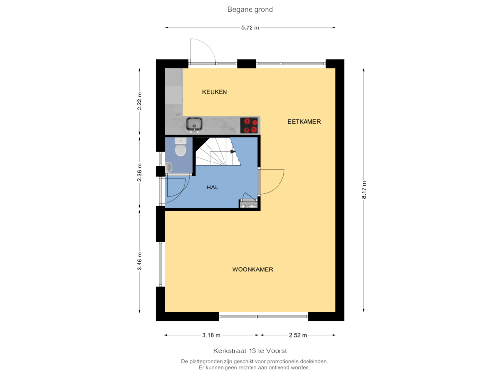 Bekijk plattegrond van Begane grond van Kerkstraat 13