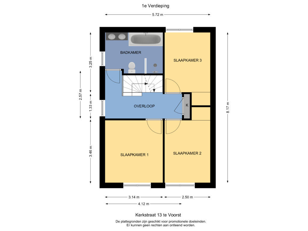 Bekijk plattegrond van 1e Verdieping van Kerkstraat 13