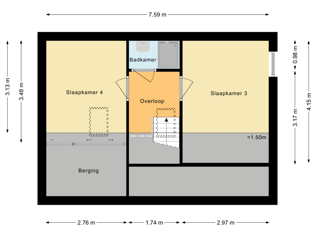 Bekijk plattegrond van Eerste Verdieping van Zuiderkruis 52-B