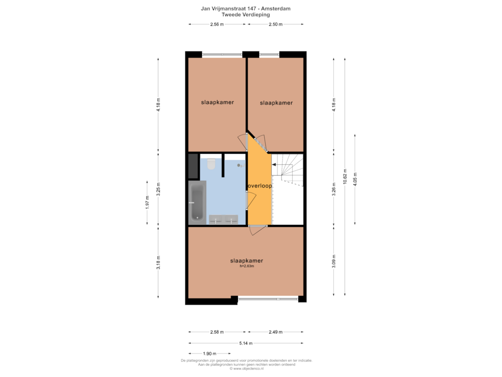 View floorplan of TWEEDE VERDIEPING of Jan Vrijmanstraat 147