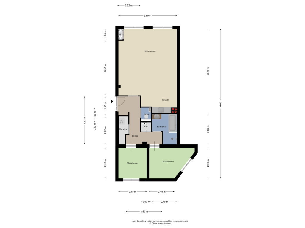 View floorplan of Appartement of Monsterstraat 4-B