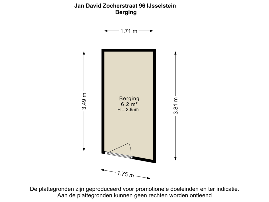 Bekijk plattegrond van Berging van Jan David Zocherstraat 96