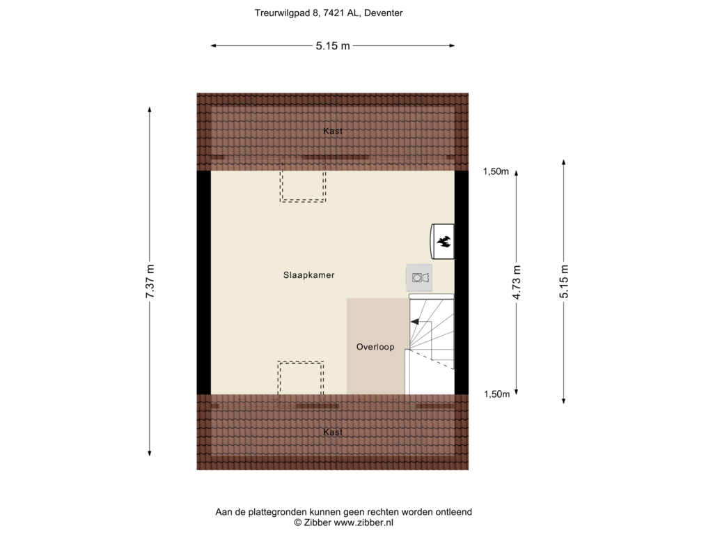 Bekijk plattegrond van Tweede Verdieping van Treurwilgpad 8