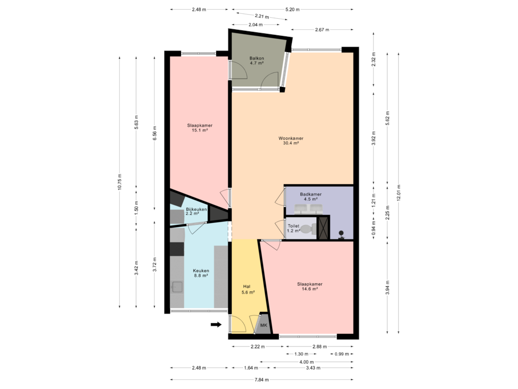 View floorplan of Appartement op de 3e etage of Noordeinde 317