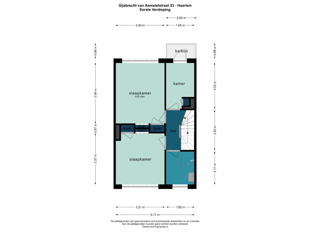 View floorplan of EERSTE VERDIEPING of Gijsbrecht van Aemstelstraat 53